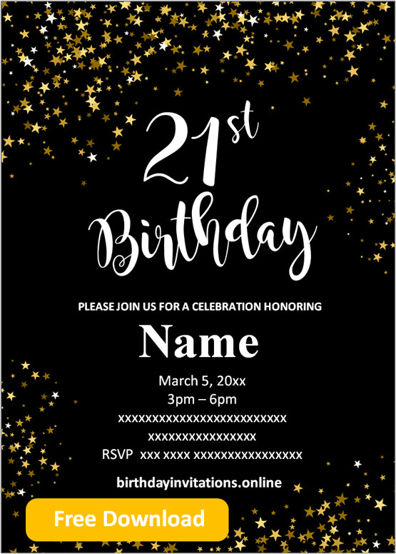 21st Birthday Invitations Template Free