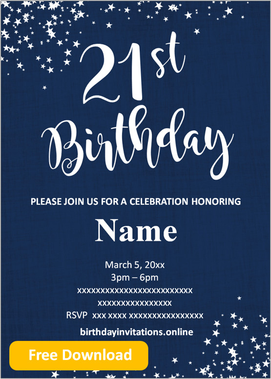 Editable 21st Birthday Invitations Templates Free FREE PRINTABLE 