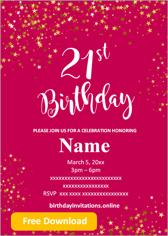  Download 23 Blank 21st Birthday Invitation Templates Free Printable Recruitment House