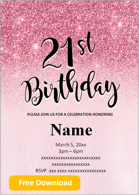 FREE Printable 21st birthday invitations Templates Party Invitation