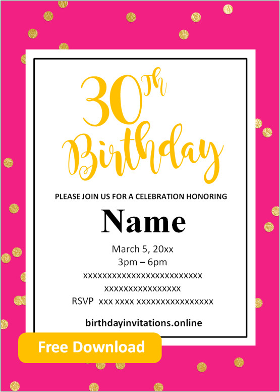 30th birthday invitations for her