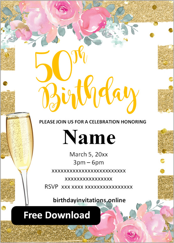 Free Printable 50th Birthday Invitations Templates Party Invitation