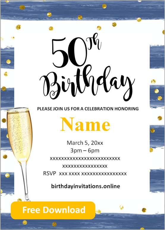 FREE Printable 50th birthday invitations Templates | Party Invitation