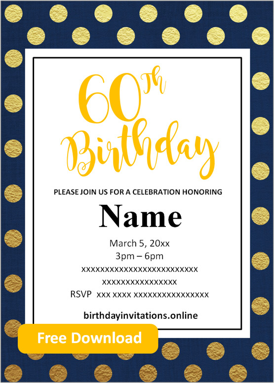Free Printable 60th Birthday Invitations Templates Party Invitation