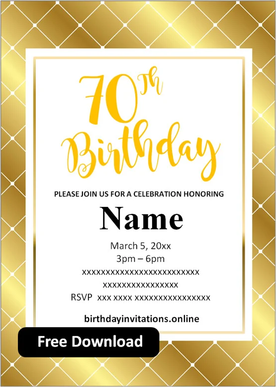 70th birthday party invitations for her
