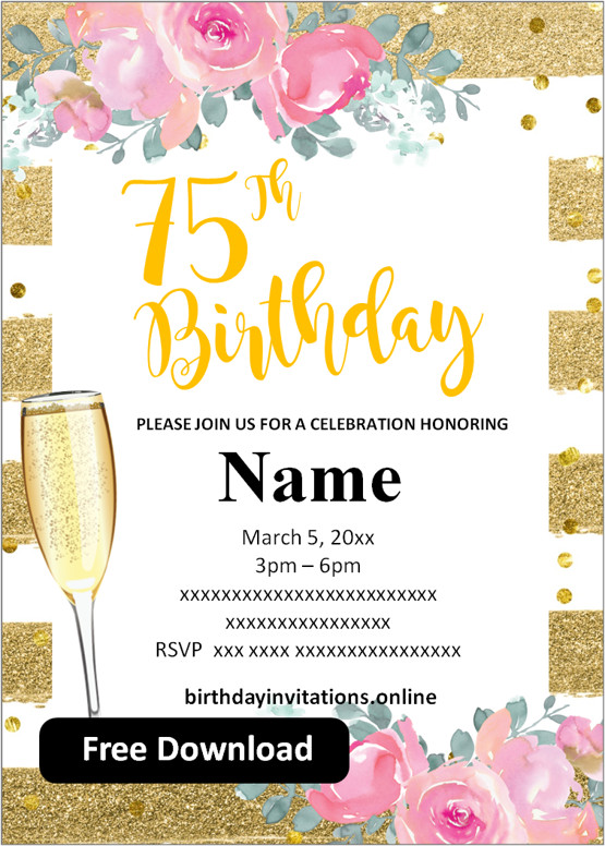75th birthday party invitations