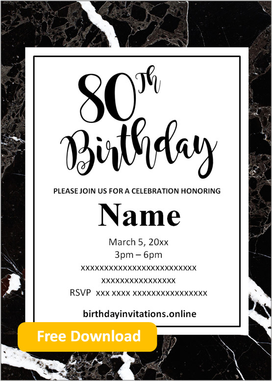 mens 80th birthday invitations