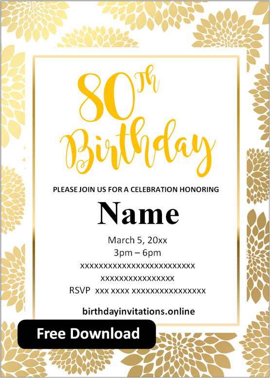 80th birthday party invitations for her