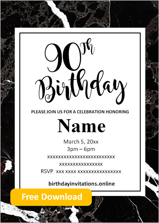 90th birthday party invitations for him