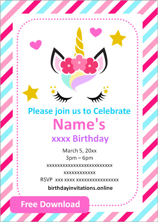 Free Printable Girl Birthday Invitations Templates Party Invitation