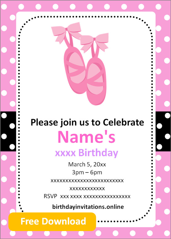 Ballerina Birthday Invitations