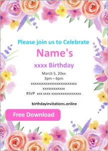 FREE Printable Girl birthday invitations Templates | Party Invitation