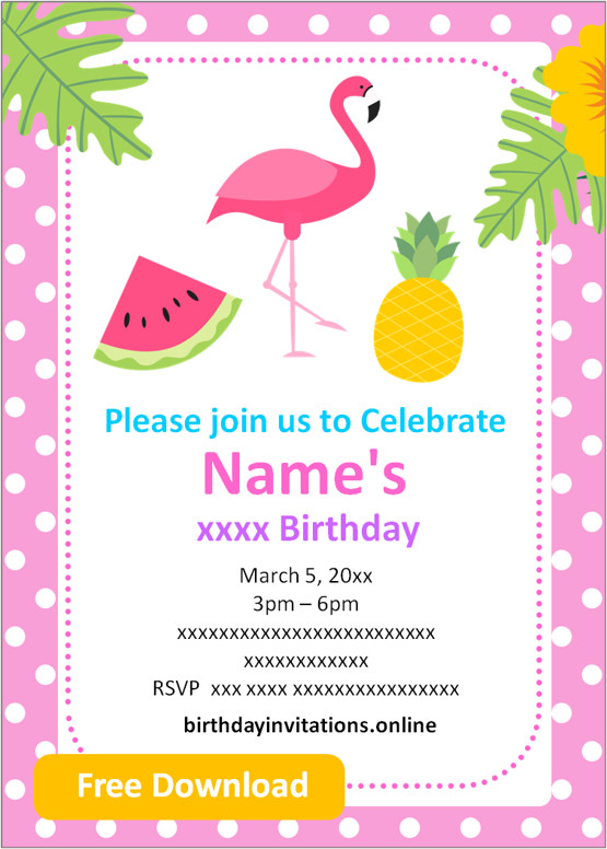 Free Printable Girl Birthday Invitations Templates Party Invitation