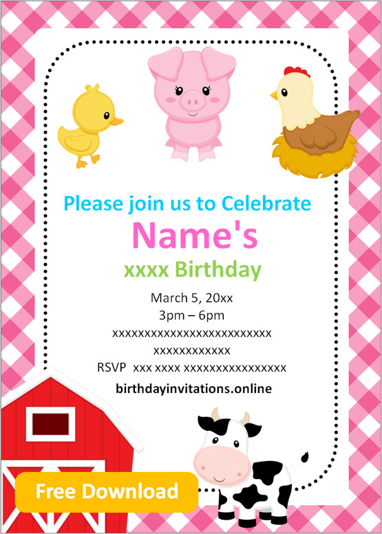 Farm Birthday Invitations