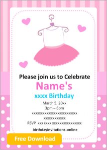 FREE Printable Girl birthday invitations Templates | Party Invitation
