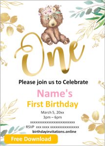 FREE Printable First Birthday Invitations Templates | Party Invitation