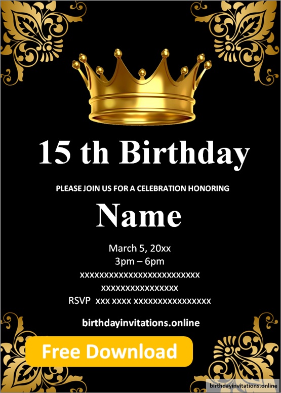 15th birthday invitation boy