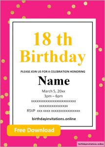 Free Printable 18th Birthday Invitations Templates – Birthday Invitations