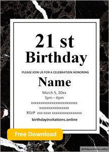 FREE Printable 21st birthday invitations Templates | Party Invitation