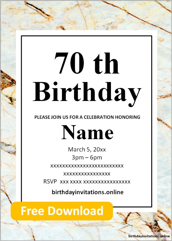 70th birthday invitations templates free