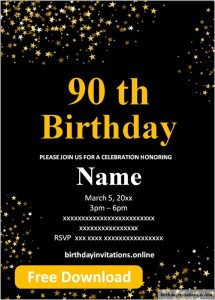 Free Printable 90th Birthday Invitations Templates – Birthday Invitations