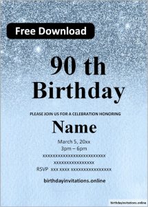 Free Printable 90th Birthday Invitations Templates – Birthday Invitations