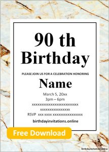 Free Printable 90th Birthday Invitations Templates – Birthday Invitations