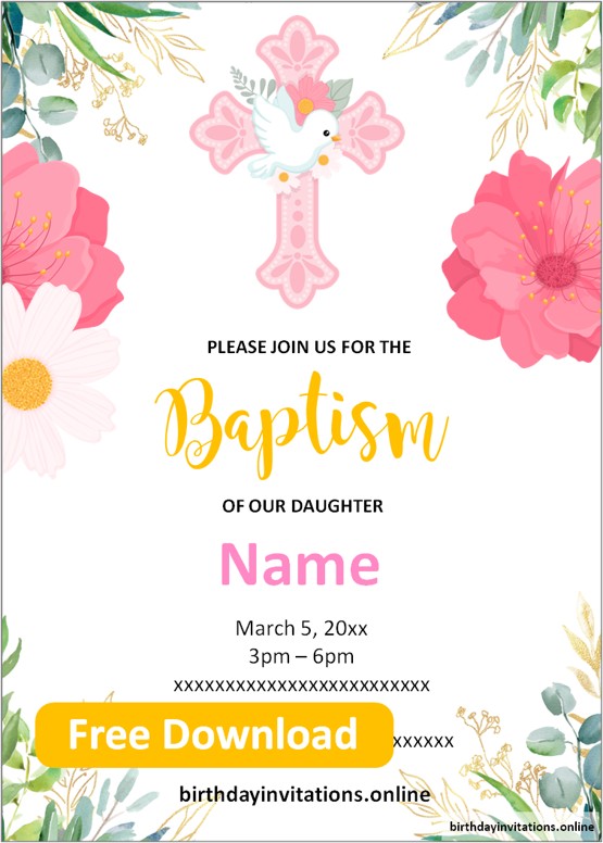 baby girl baptism invitations