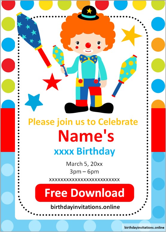 Circus Birthday Party Invitations