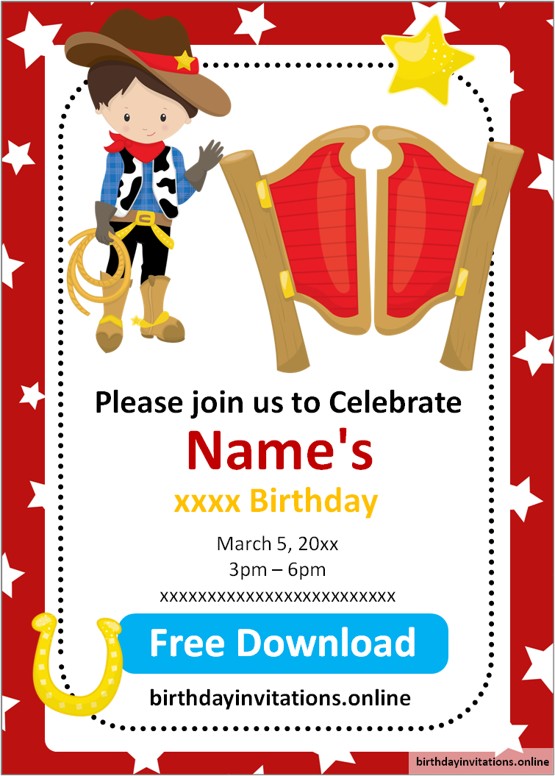 Cowboy Birthday Party Invitation