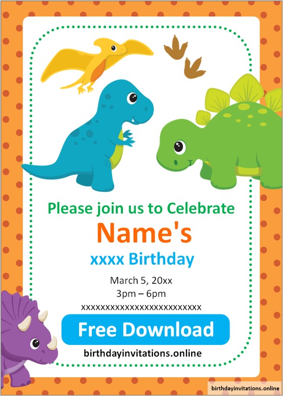 Dinosaur Birthday Party Invitations