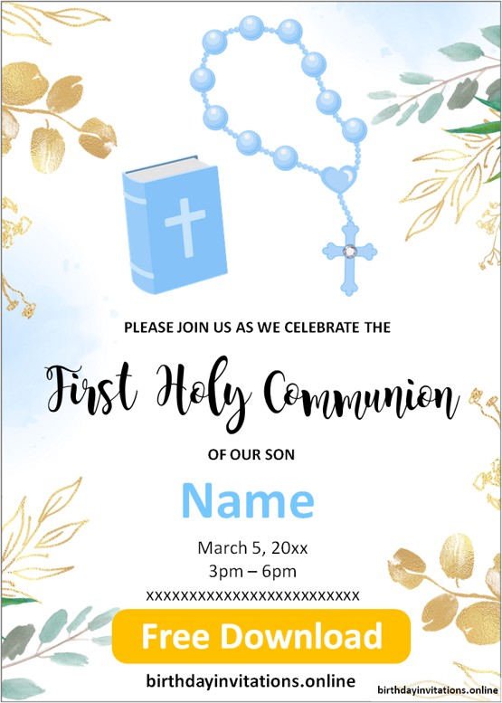 Boys First Communion Invitations Birthday Invitations