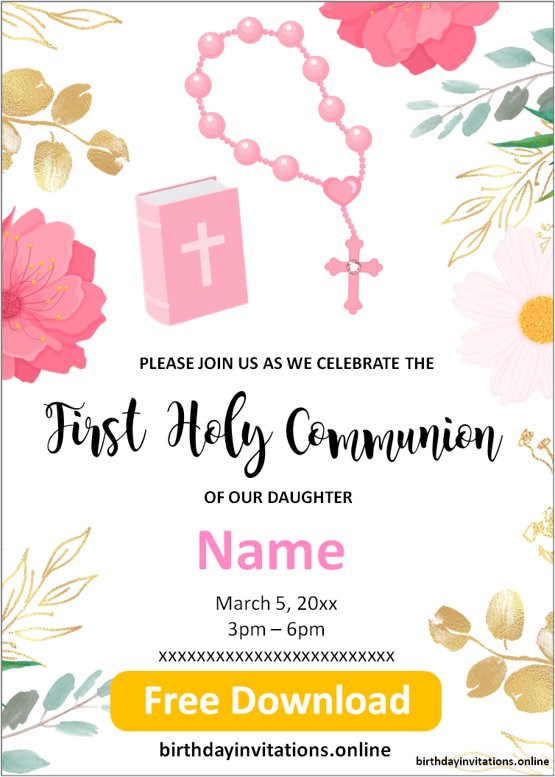 first communion invitations for girls