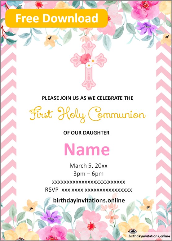 Girls First Communion Invitations Birthday Invitations