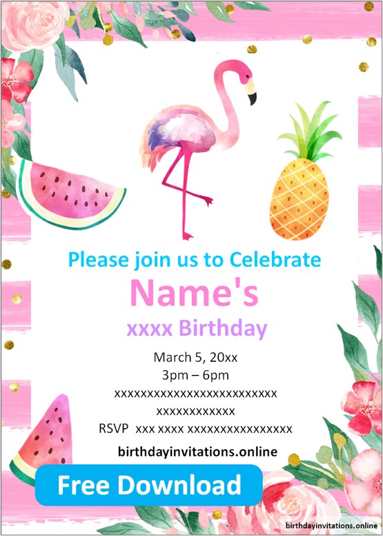 Flamingo Birthday Invitations