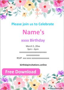 FREE Printable Girl birthday invitations Templates | Party Invitation
