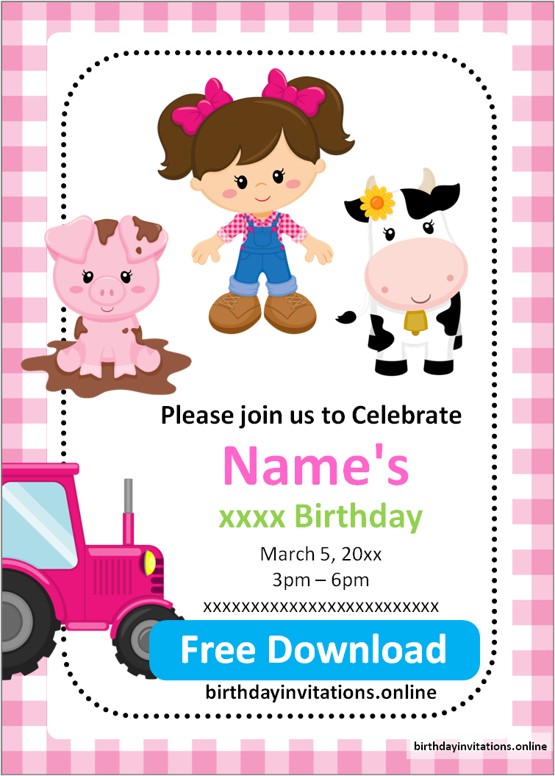 farm birthday invitation template