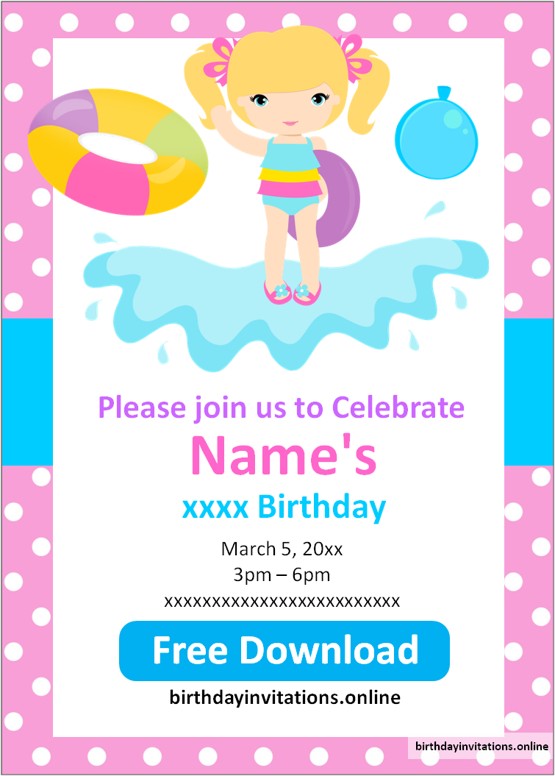 pool party birthday invitations