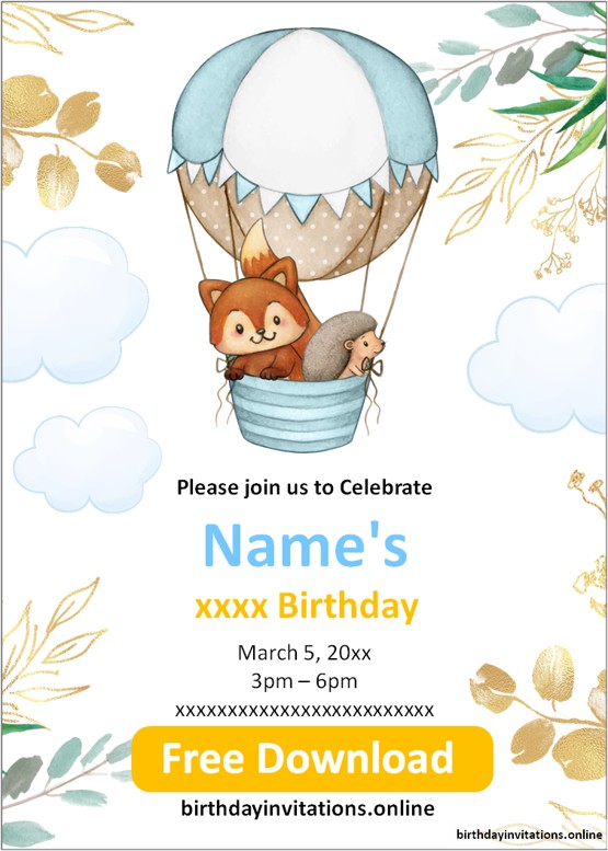 Hot Air Balloon Baby Shower Invitation