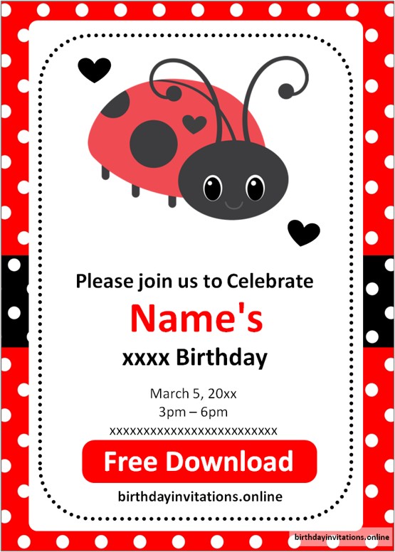 Ladybug Birthday Invitation