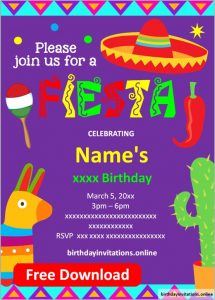 Mexican Fiesta Invitations Birthday Invitations