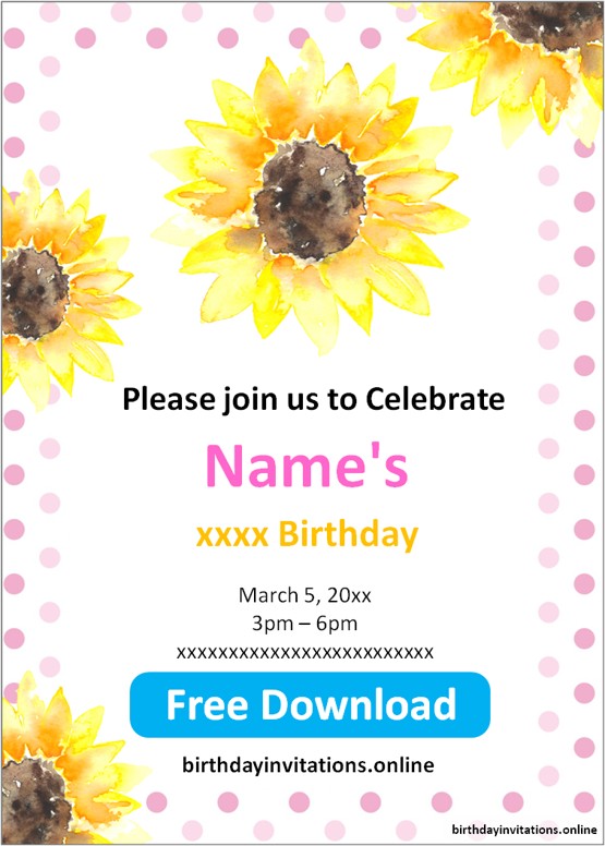 Sunflower Birthday Invitation