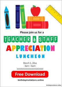 Teacher's day Invitations Birthday Invitations