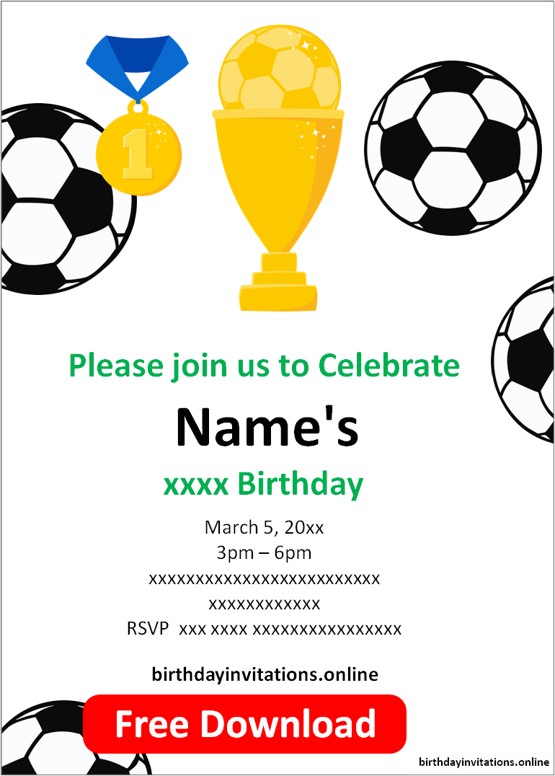 Soccer Birthday Party Invitations