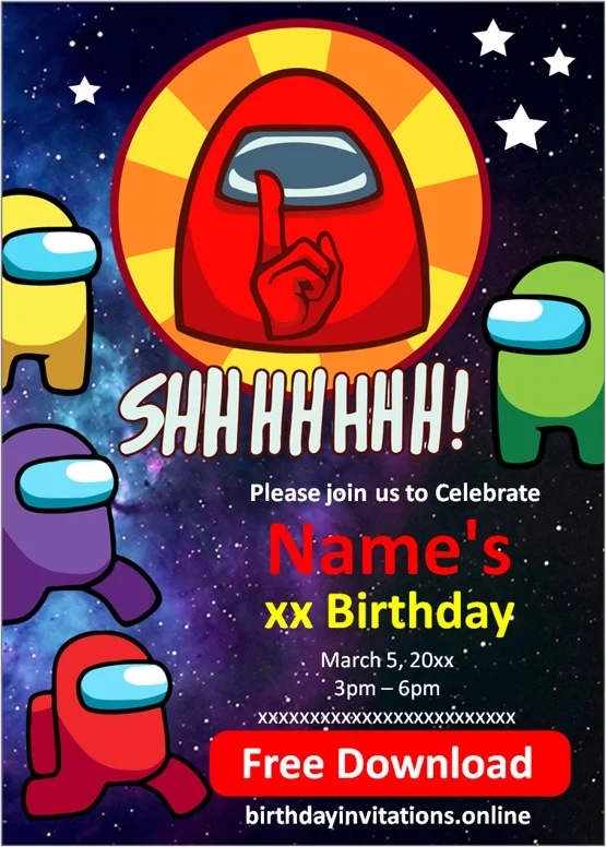 Among Us Birthday Invitations Birthday Invitations