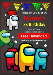 FREE Among Us Birthday Invitation Template | Edit Online