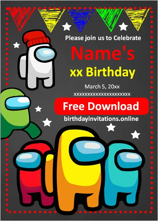Among Us Birthday Invitations Birthday Invitations