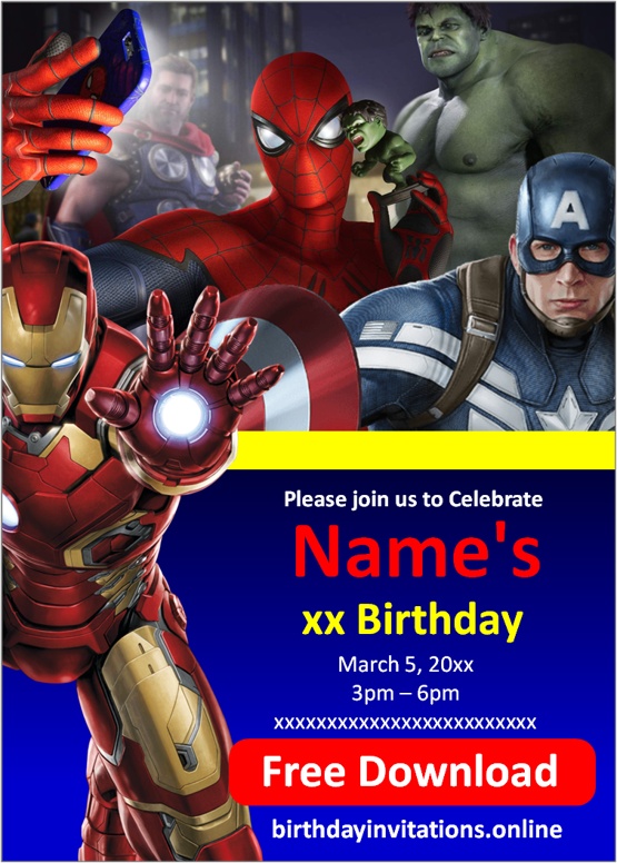 avengers invitations template free