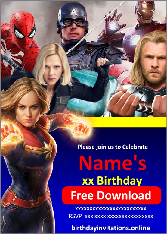 avengers birthday invitations online