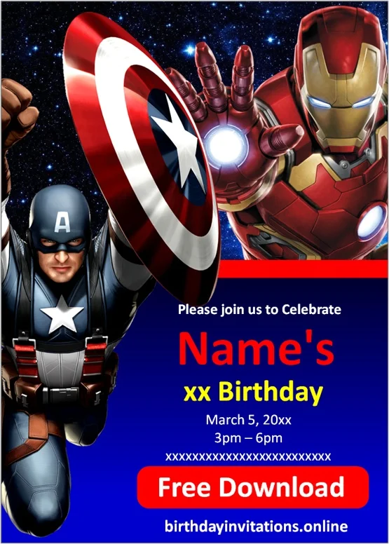 Avengers Birthday Invitations Birthday Invitations